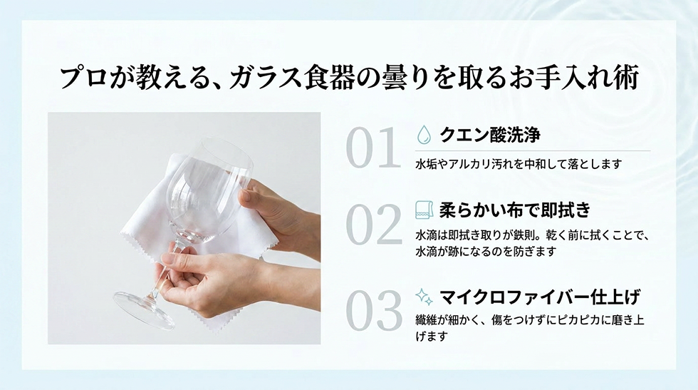 プロが教える、ガラス食器の曇りを取るお手入れ術