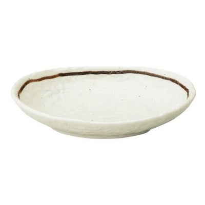 粉引ライン 石目小判皿 中