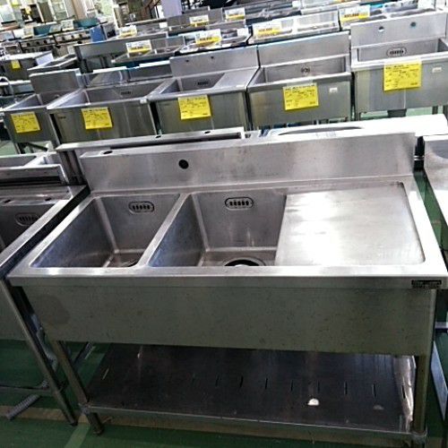 中古　二槽シンク 送料無料 BG無ステンレス2槽シンク 600×450 アウトレット EN2S-6045