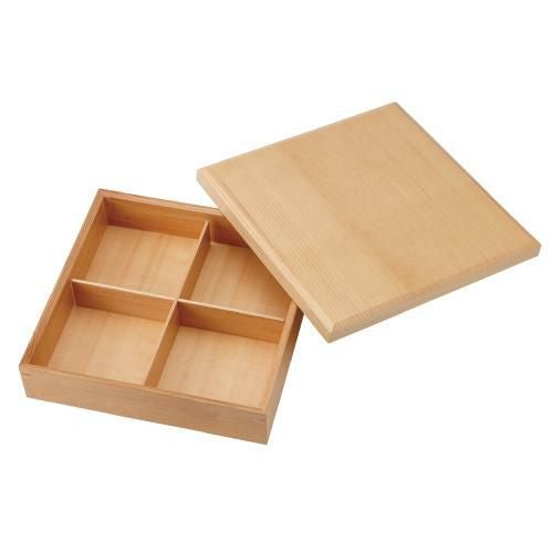四つ仕切り 箱 木製 松花堂