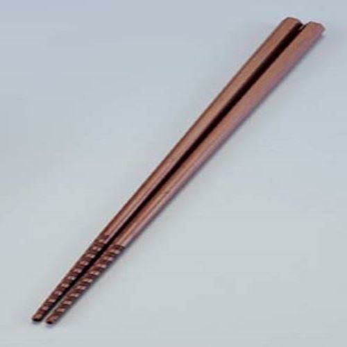 六角 トルネード箸 すべり止め付 21cm ブラウン PM－105