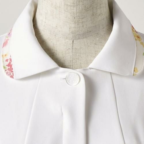 ナースワンピース 半袖 オフホワイト/アメリ ピンク LW403-12