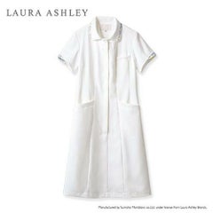 ナースワンピース 半袖 オフホワイト/アメリ ブルー LW403-13