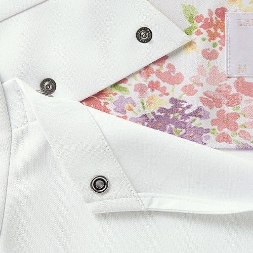 スクラブ レディス 半袖 オフホワイト／アメリ ピンク LW603-12