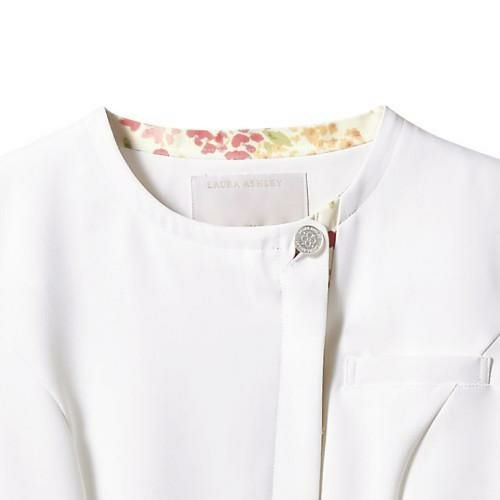 ナースジャケット 半袖 オフホワイト/アメリ ピンク LW802-12