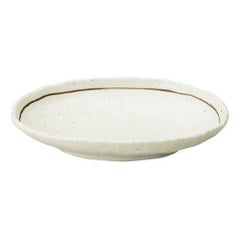 粉引ライン 石目小判皿 大