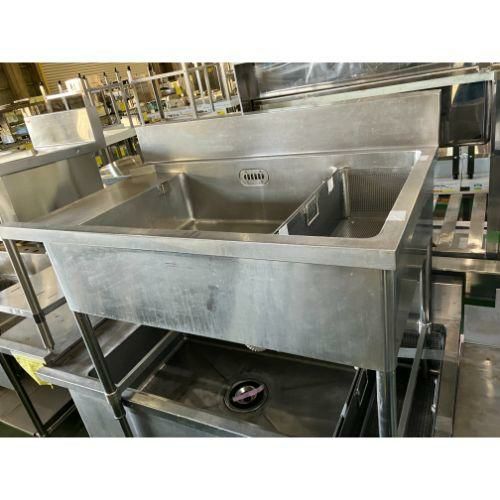 中古】一槽ソイルドシンク ダスト付き BGあり 幅1370×奥行710×高さ910
