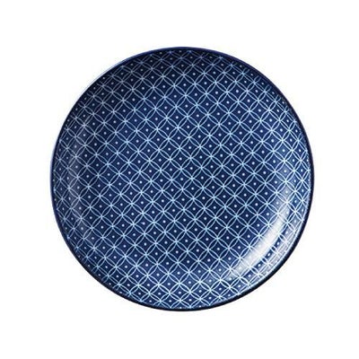 古青藍 藍七宝 13cm丸皿