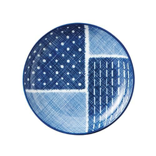 古青藍 藍格子 13cm丸皿 /業務用食器