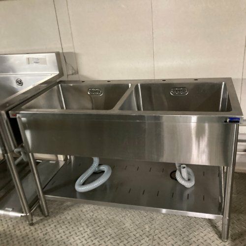 中古】二槽シンク BGあり 幅1200×奥行650×高さ800 【送料無料】【業務