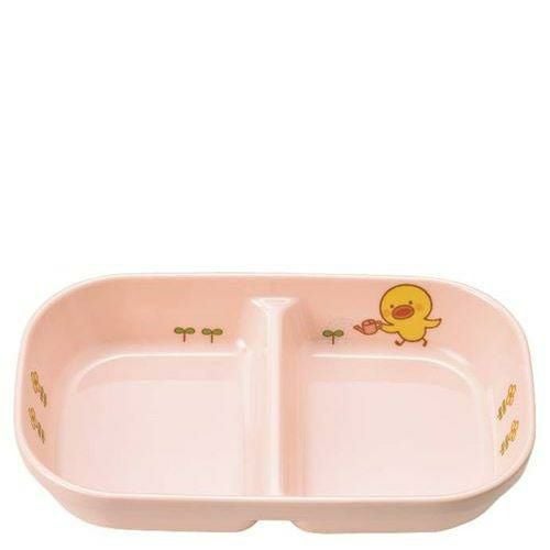 メラミン 子供食器 ひよこぐみ 角二ツ仕切皿 小 ピンク J31HIP