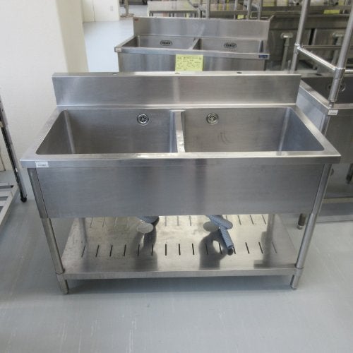 中古】二槽シンク BGあり 幅1200×奥行600×高さ770 【送料別途見積