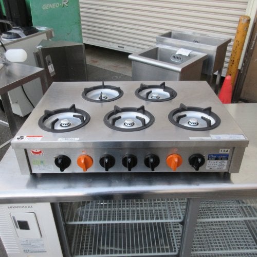 ■ 中古品 タニコー 4口ガスコンロ ガステーブル TSGT-1222 LPガス（プロパン）2016年 1200ｘ600ｘ800ｍｍ 動作問題なし■ 業界最長1年保証】【中古】ガステーブル タニコー TSGT-1222A 幅1200