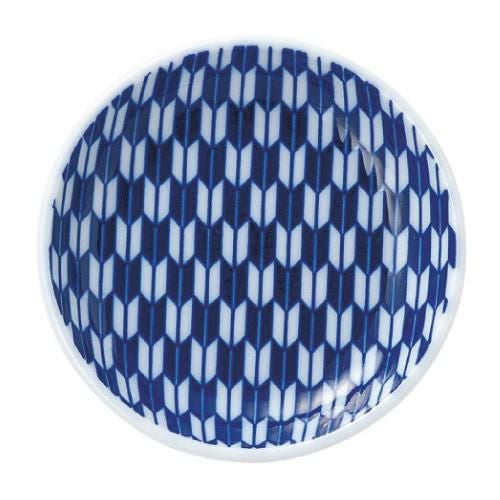 矢絣 青 10cm丸皿