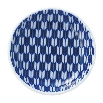 矢絣 青 10cm丸皿
