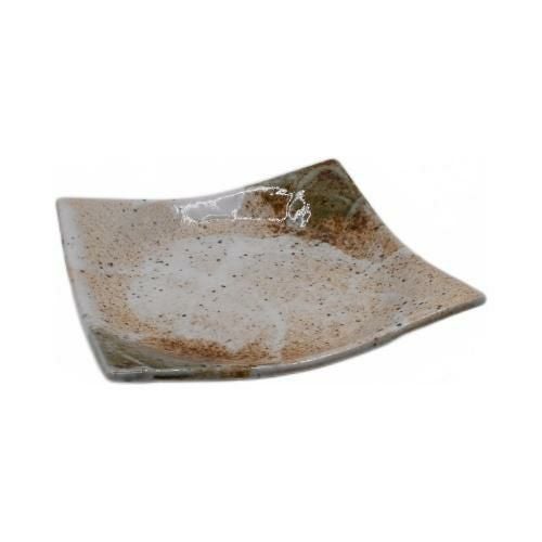 【飲食店定番】雪志野 正角4.5皿 13.6×13.6×1.3(cm)