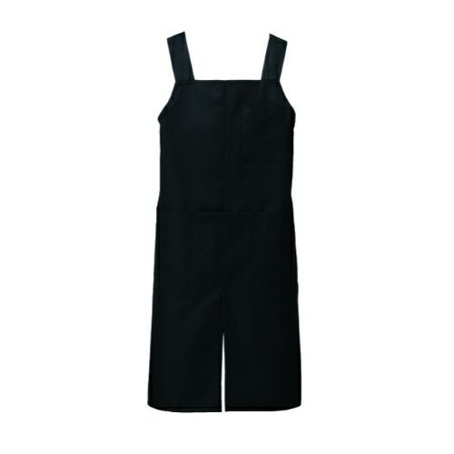 KAZEN 胸当てエプロンＨ型 APK489-5 クロ /小物送料対象商品