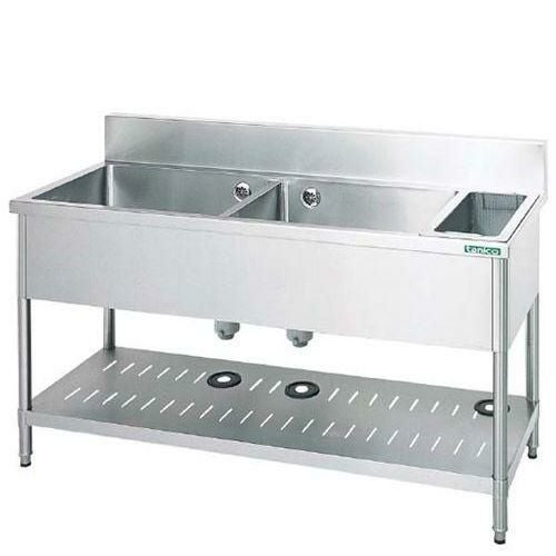 TXA-2SD-150 【タニコー】ダスト左付二槽シンク(バックガード付)