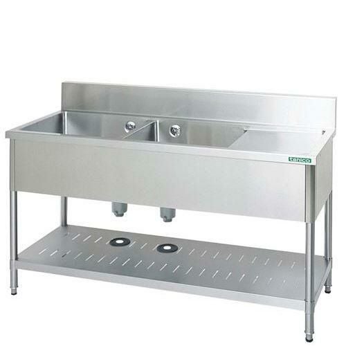 TXA-2SL-150 【タニコー】18-0 水切右付二槽シンク(バックガード付)