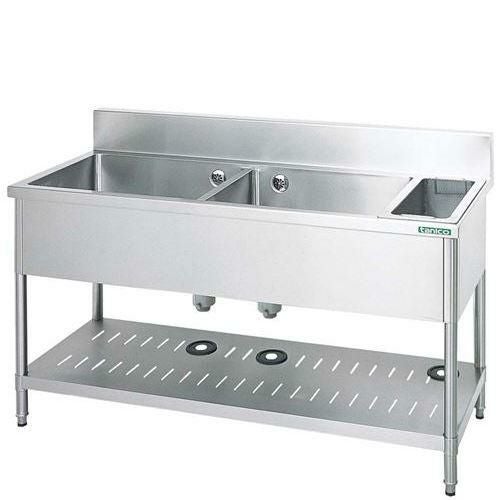 TXA-2SD-150 【タニコー】ダスト左付二槽シンク(バックガード付)