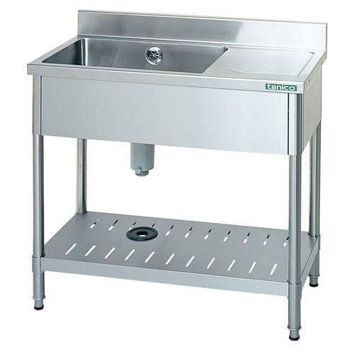 TXA-1SB-945 【タニコー】18-0 台付一槽シンク(バックガード付) 右付