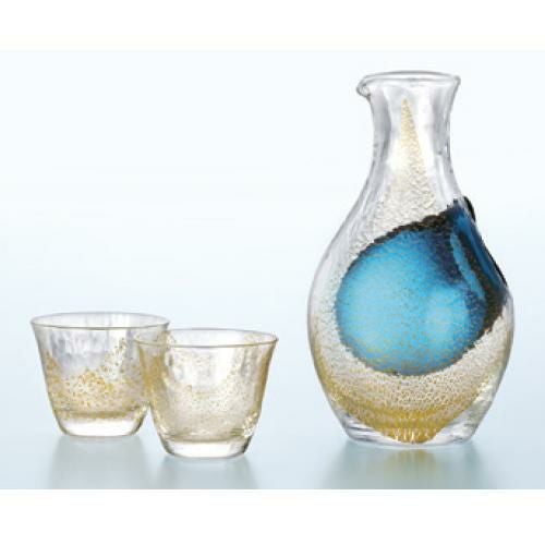 酒グラスコレクション ギフト 冷酒セット(金箔) 幅187×奥行111×高さ187