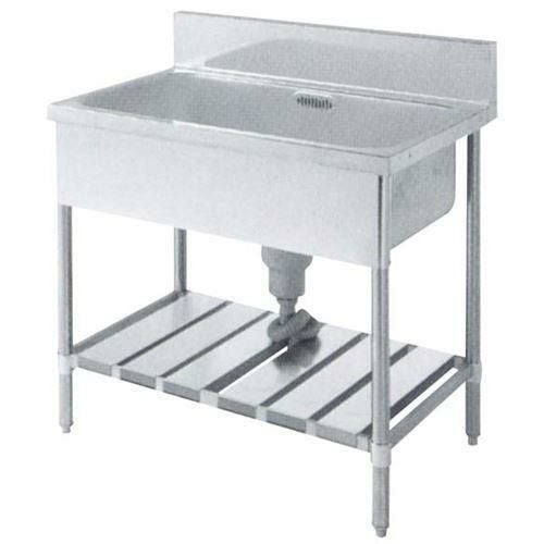 業務用厨房用品　1曹シンク 排水ホース付　450×600×800 バックガード付 業務用 シンク 1槽 ステンレス 流し台 600×450×高さ800 600-450