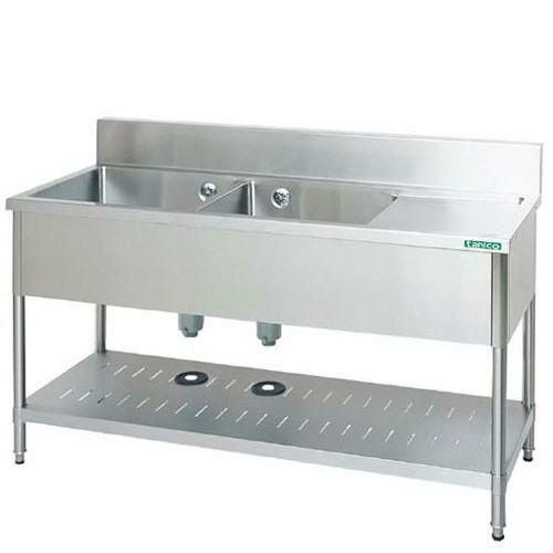 TXA-2SL-120 【タニコー】18-0 水切右付二槽シンク(バックガード付)