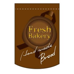変形タペストリー 「FRESH BAKERY 茶円カット」 のぼり屋工房