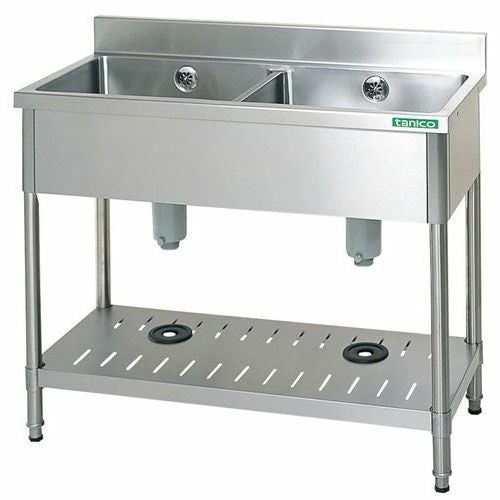 TXA-2S-1045 【タニコー】18-0 二槽シンク(バックガード付)