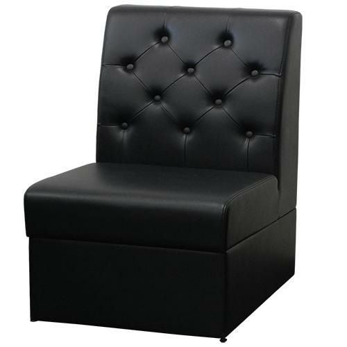 ボックスソファ ボタン留め W500 ブラックレザー 【テンポスオリジナル】 幅500×奥行650×高さ800、シート高380(mm) 1年保証/