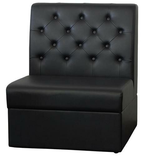 ボックスソファ ボタン留め W670 ブラックレザー 【テンポスオリジナル】 幅670×奥行650×高さ800、シート高380(mm) 1年保証/