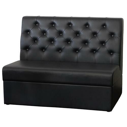 ボックスソファ ボタン留め W1000 ブラックレザー 【テンポスオリジナル】 幅1000×奥行650×高さ800、シート高380(mm) 1年保証/