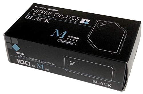 ニトリル手袋 ブラック N460 パウダーフリー(100枚入)M