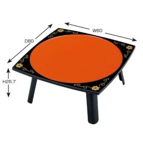 1-29-1/1-28-1A/御膳 白山膳 朱渕黒菊唐草 盆足セット