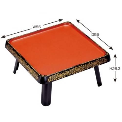 1-31-3/1-27-1A/御膳 D.X徳川膳 朱乾漆渕唐草 盆足セット