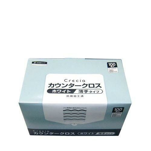 クレシア 抗菌カウンタークロス 薄手(100枚入)ホワイト 65402