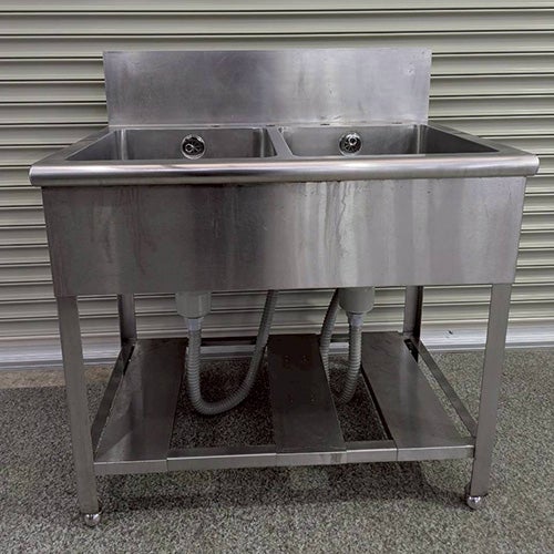 中古】二槽シンク BGあり 幅900×奥行600×高さ800 【送料別途見積