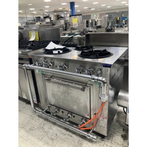 ■中古品 マルゼン オーブン付きガステーブル RGR-0963D LPガス 2021年 900ｘ600ｘ1000ｍｍ３口コンロ ガスレンジ 動作問題なし■ マルゼン（MARUZEN） RGR-0963D (+BG) 都市ガス LPガス プロパンガス