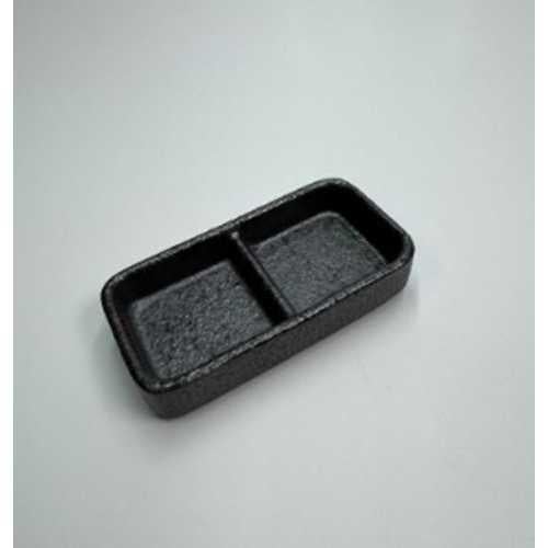 【飲食店定番】いぶし黒 二品仕切皿 10個セット 10入