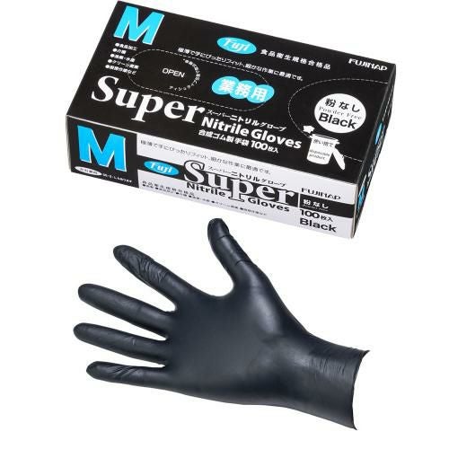 フジスーパーニトリルグローブ黒(粉なし) M(100枚入)