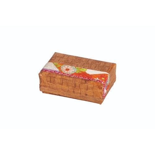 6-055-03/柿渋紙貼り 多用途箱 名刺サイズ 茶 約幅7.5×奥行11.4×高さ4.7(身6×10×3.5cm)