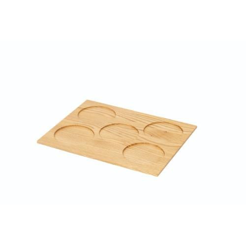 6-050-04/DS・Tools Tray 長角 カップトレイ 5穴 タモクリア 約幅25.8×奥行20×高さ0.5cm 穴径8cm