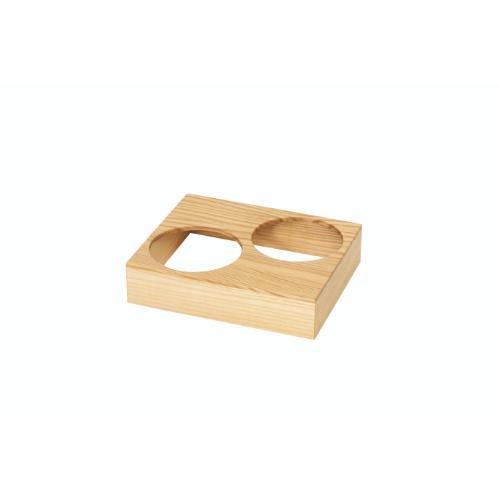 6-051-07/DS・Tools Tray 正角 グラスホルダー 2穴 タモクリア 約幅17×奥行13.8×高さ3.9cm 穴径8cm