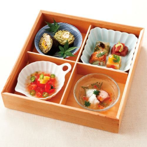 松花堂 風 四つ仕切り風セット 木製