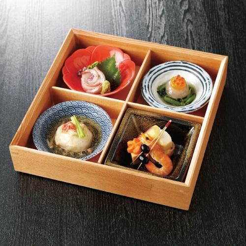 松花堂 雪 四つ仕切り雪セット 木製