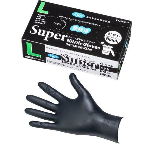 フジスーパーニトリルグローブ黒(粉なし) L(100枚入)