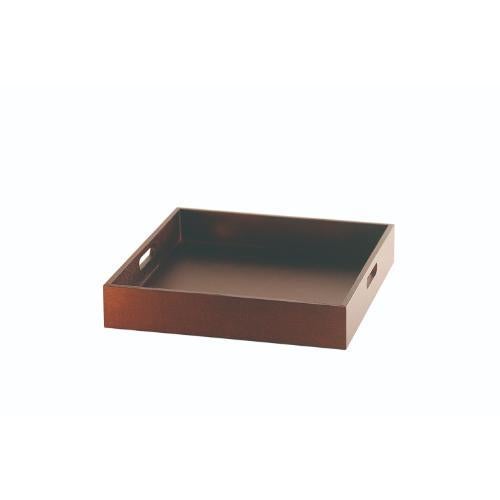 6-057-01/マルチトレー 持ち手付 ブラウン 約幅27.2×奥行27.2×高さ5cm 内寸約26×26×4cm