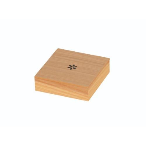 6-061-01/SB 正角菓子入れ タモ クリアー/花模様 約幅12×奥行12×高さ3.6cm(身内寸約幅11.2×奥行11.2×高さ2.65cm)