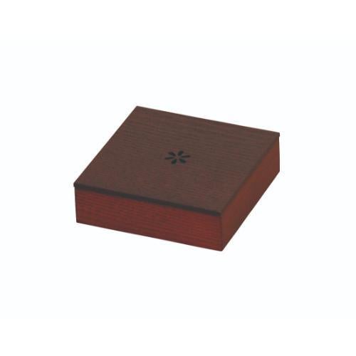 6-063-01/SB 正角菓子入れ タモ ブラウン/花模様 約幅12×奥行12×高さ3.6cm(身内寸約幅11.2×11.2×高さ2.65cm)